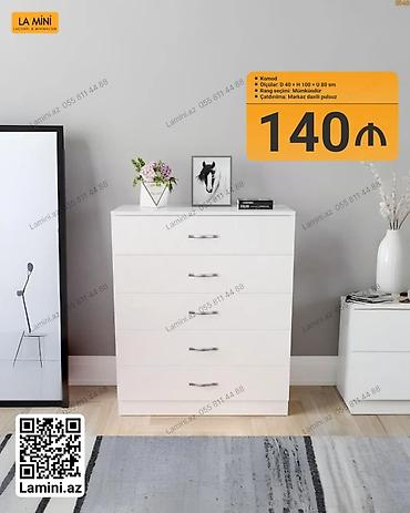 Komodlar: Ağ rəngli minimalist komod - Model: Komod - Ölçülər: Dərinlik 40 sm × — 1