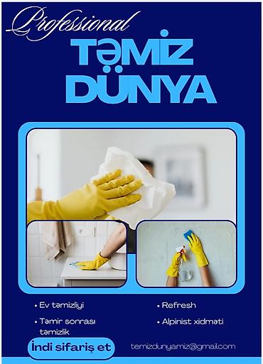 Təmiz Dünya – Professional təmizlik xidmətləri Xidmətlər: - Ev lalafo.az -da Təmiz Dünya – Professional təmizlik xidmətləri Xidmətlər: - Ev