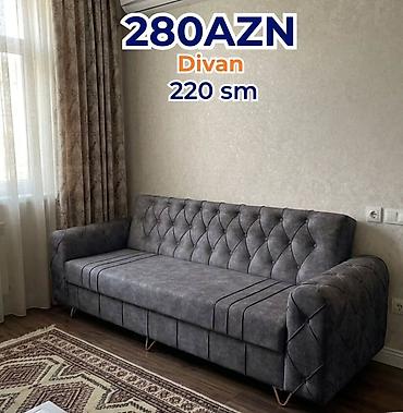 metbext mebelleri: Divan – 220 sm Qiymət: 280 AZN - Rəng: tünd boz - Üstü qultuvar tikiş — 1