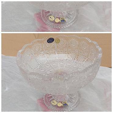 xalca yeni: Bohemia kristal meyvə/qəlyanaltı qabı – ayaqlı model - Material — 1