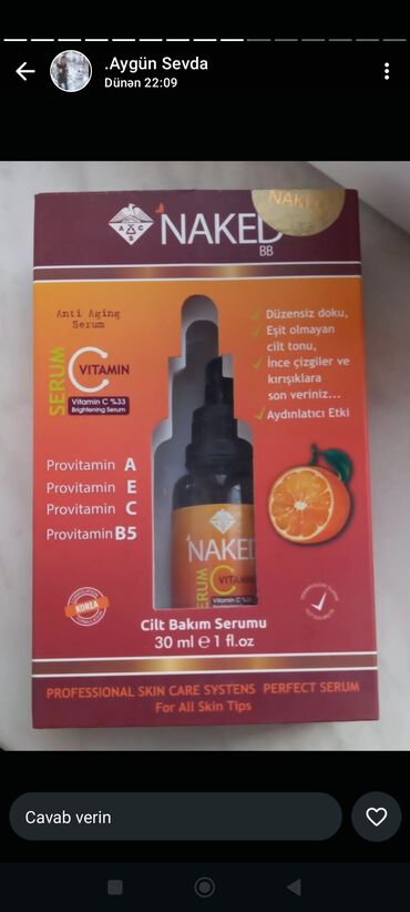 b qrup vitamin kompleksi qiymeti: Üz serumu, Bütün dəri növləri üçün, 30 ml, Yeni, Pulsuz çatdırılma