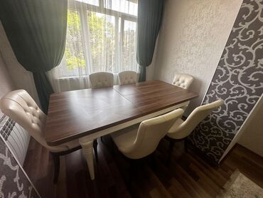 vasitcisiz otaq kiraysi: Для гостиной, Б/у, Прямоугольный стол, 6 стульев