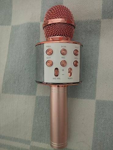 kohnə komputer: Qızılı rəngli portativ karaoke mikrofonu – Bluetooth hoparlörlü — 2