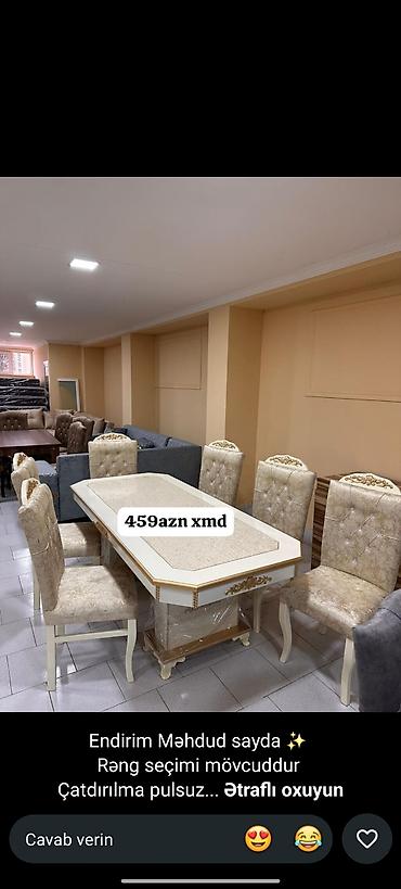 Qonaq otağı üçün, Yeni, Dördbucaq masa, 6 stul