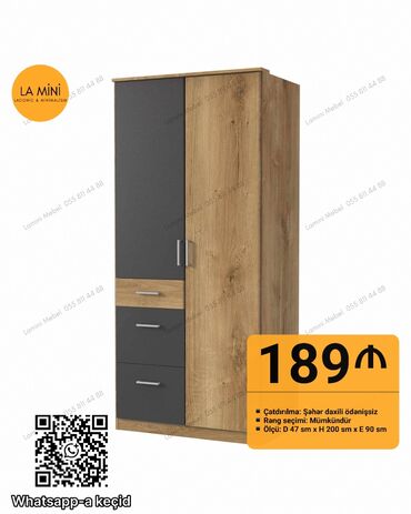 şifonerlər 2ci əl: Açılan, 2 qapılı Düz dolab, Qarderob, paltar dolabı