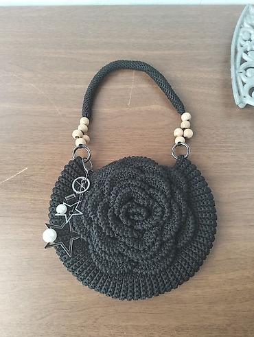 Çantalar: Əl işi toxunma çanta - Forma: dairəvi - Rəng: qara - Material: sıx — 1
