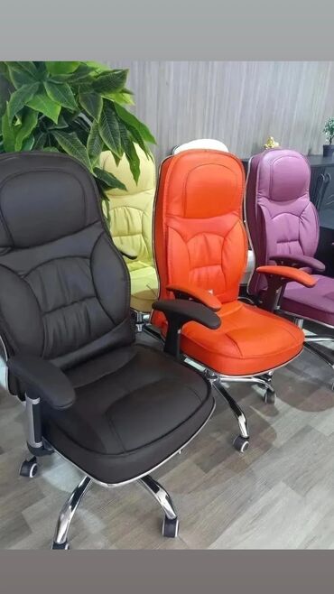 Ofis və oyun kresloları: Yeni, Təkərli, Qolları tənzimlənir, Dəri — 4