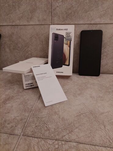 telefon a12: Samsung Galaxy A12, 32 GB, rəng - Qara, Sensor, İki sim kartlı