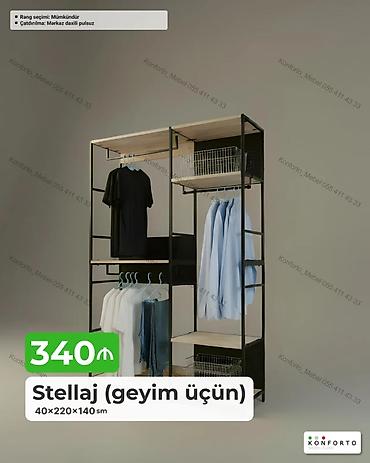 stellaj nədir: Stellaj (geyim üçün) – 40×220×140 sm - Açıq konstruksiyalı paltar — 1