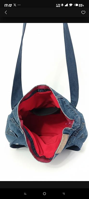 Torbe: Džins torba – ručno pravljena tote/šolder torba od farmerki - — 8