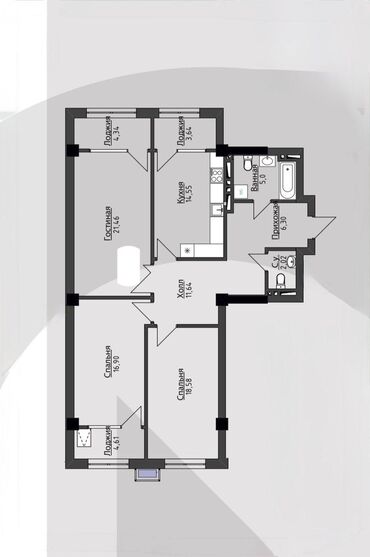 продаю участок на рассрочку: 3 бөлмө, 109 кв. м, Элитка, 4 кабат, ПСО (өзү оңдоп түзөтүп бүтүү үчүн)