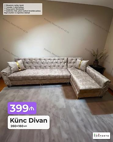 Ev və bağ: Künc divan – 260×160 sm - Mexanizm: açılan, bazalı (yataq funksiyalı — 1