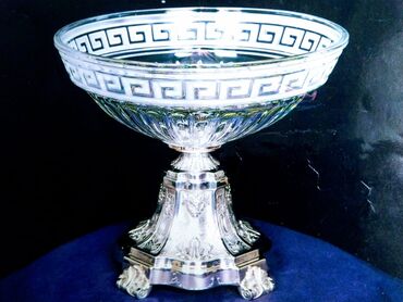 серебряные серьги: "YUVELIR HOME"серебряная хрустальная ваза . (фруктовница ) 925 проба
