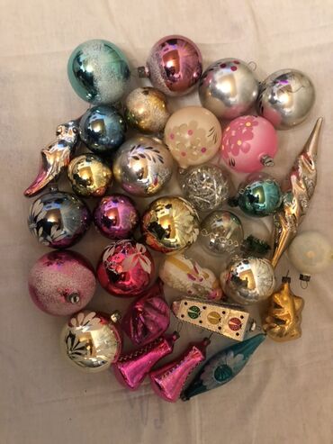 Yeni il oyuncaqları və bəzəkləri: Məhsul: Şaxta baba və Yeni il ağacı üçün qədim şüşə oyuncaqlar dəsti — 11