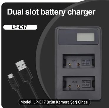 kamera çantası: LP-E17 İki Yuvalı Ağıllı Batareya Adapteri (Zaryadka Aparatı) – LCD