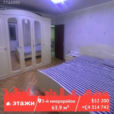 купля продажа квартир в бишкеке в Кыргызстан | ПРОДАЖА КВАРТИР: Индивидуалка, 3 комнаты, 63 м²