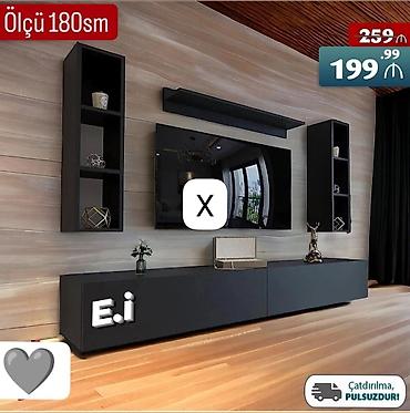 lovhe: TV stendi və divar dolabı dəsti - Ölçü: 180 sm (ümumi kompozisiya) - — 1