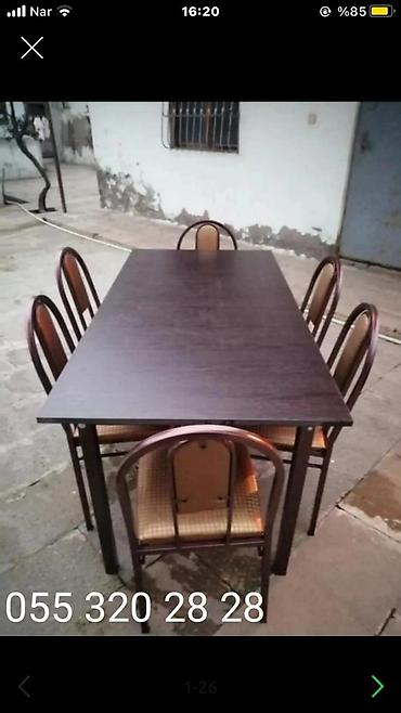 Masa və oturacaq dəstləri: Qonaq otağı üçün, Yeni, Dördbucaq masa, 10 stul — 18