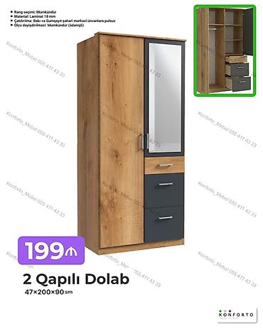 Ev və bağ: 2 qapılı dolab — 47×200×90 sm - Material: 18 mm laminat - Rəng — 1