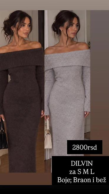 butik exit loznica: Pletena haljina brend DILVIN - Model: uska midi haljina sa spuštenim — 1