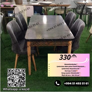 Divanlar: Mətbəx üçün, Yeni, Açılan, Dördbucaq masa, 4 stul