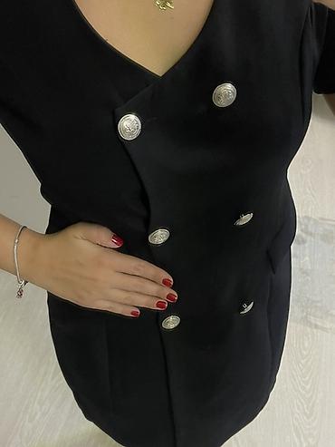 penceler: Qara rəngli, qısa ölçülü, pencək-kleid (blazer dress) model qadın — 3