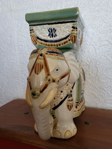 Ostali kućni dekor: Slon nov,rucni rad ukras,stalak,saksija. 70te. Slon veci,perfektan — 8