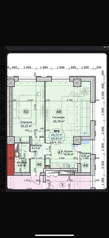 бета 2: Строится, Элитка, 2 комнаты, 69 м² — 2