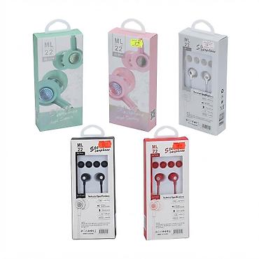 Наушники Earphone ML 22 - Jack 3.5 + микрофон - длина шнура 1