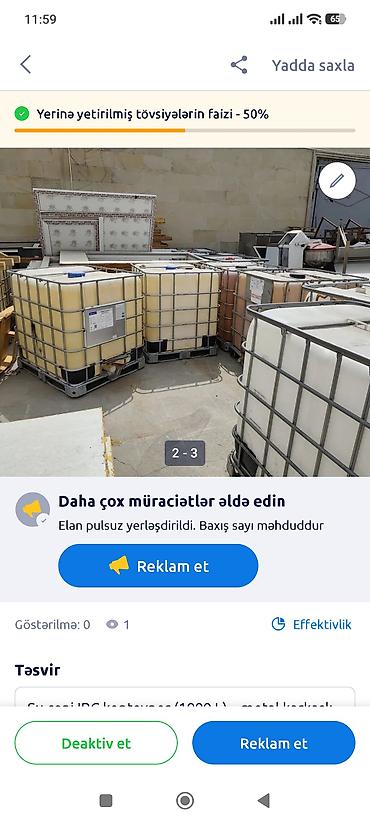 seyfler: IBC tank konteynerləri (1000 L) - Həcmi: təxminən 1000 litr hər tank — 3