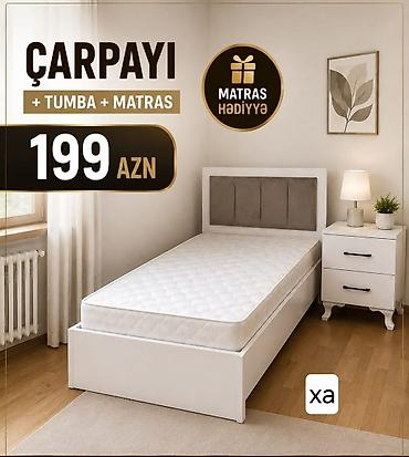 paris mebel gence: Tək nəfərlik yataq dəsti – çarpayı + tumba + döşək Yataq otağı üçün — 1