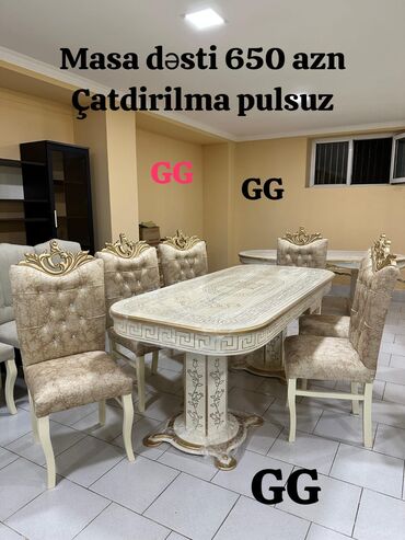 Uşaq və gənc otağı üçün dəstlər: Yeni ve Sifarişle Masa 6 Stulla 650_azn Ölçü 2×1 Masa 8 stulla 740