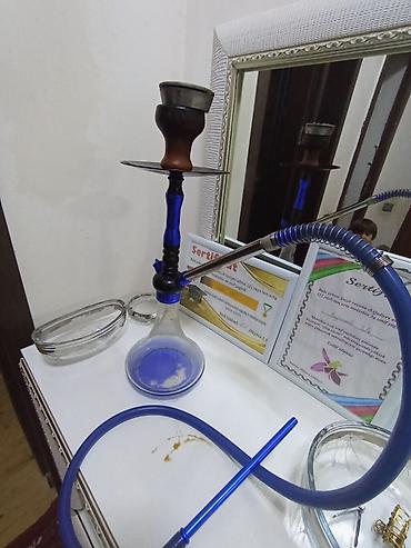 tek suse: Nərgilə dəsti – klassik stolüstü model - Şüşə kolba: şəffaf-mavi — 3