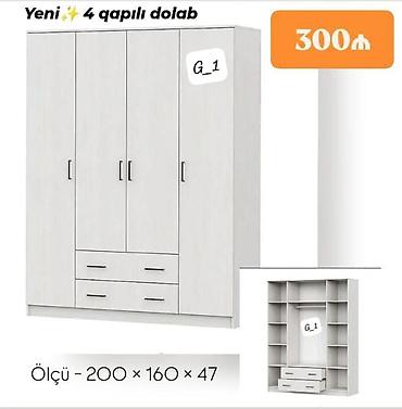 Paltar dolabları, qarderoblar: G_1 geyim dolabları Model 1 – 2 qapılı (ağ) - Ölçü: 200 × 90 × 47 sm — 12