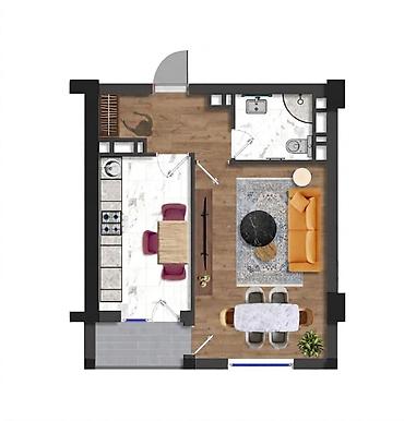kreditle menziller: 1 otaqlı, Yeni tikili, 55 kv. m — 8