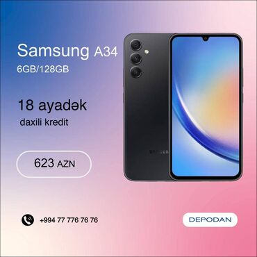 kreditle telefonlar: Samsung 128 GB, rəng - Qara, Kredit