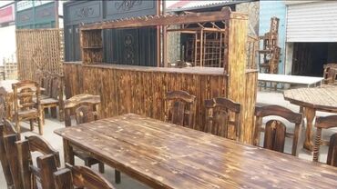 Sifarişlə restoran üçün masa və oturacaq dəstləri: Stullar ilə, Kvadrat masa, 4 nəfər — 8