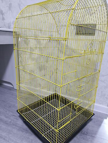 Qəfəslər: Böyük ölçülü quş qəfəsi - Material: möhkəm metal barlar, açıq sarı — 6