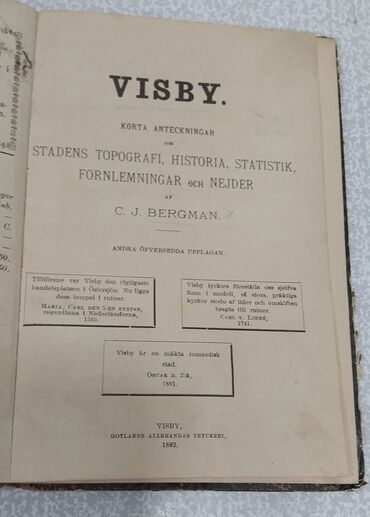 Digər kitablar və jurnallar: Qədimi kitab, 1892-ci il nəşri olan kitab satılır. Visby. Korta — 13