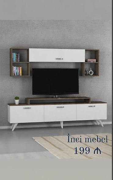 Məhsul: TV stendi və asma rəf dəsti - Rəng: ağ və ağac tonlarının
