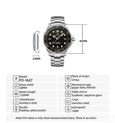 Ručni satovi: Pagani Design PD-1667 - Omega Seamaster Diver 300M Homage Potpuno nov — 7