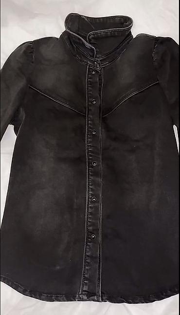 y2k: Qadınlar üçün qara denim köynək y2k 2000s - Material: qalın denim — 1