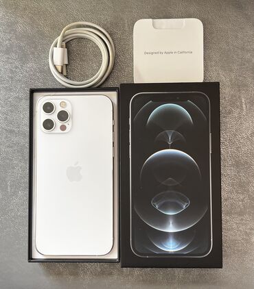 Apple iPhone: IPhone 12 Pro, 128 GB, White Titanium, Simsiz şarj, Face ID, Sənədlərlə