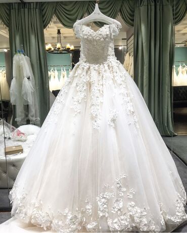 счастливое свадебное платье: Счастливое свадебное платье Цвет:Айвори 3D цветочками Длинный