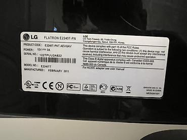 Elektronika: LG Flatron E2240T-PN LED monitor - Model: E2240T (etiketdə — 3