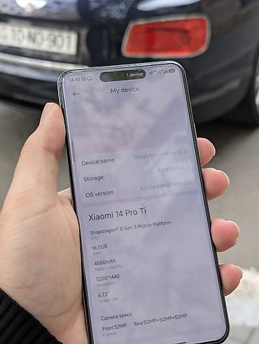 black shark 3pro: Xiaomi 14 Pro, 1 TB, rəng - Boz, 
 Barmaq izi, Simsiz şarj, İki sim kartlı — 3