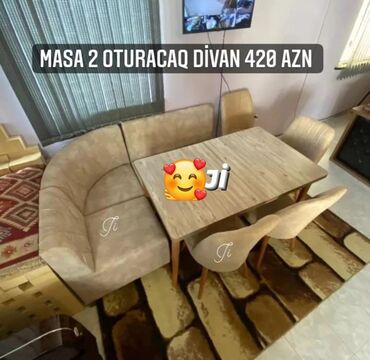 kuxnu mebeli: Künc divan ve masa desti