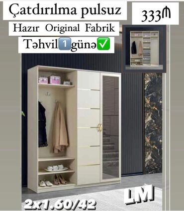 qapi agzi mebel: Düz dolab, Dəhliz üçün, Paltar üçün, 2 qapılı