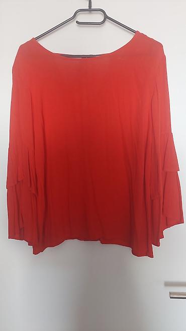 perle: Crvena ženska bluza sa širokim zvon rukavima - Model: ležerna, ravnog — 1
