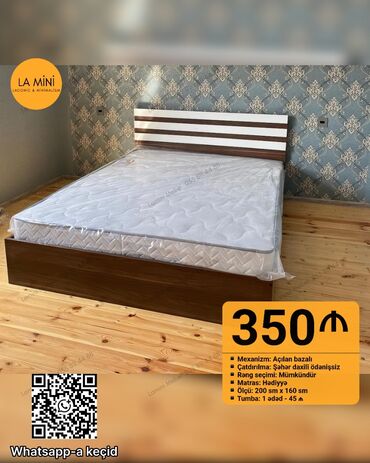 Mebel: İkinəfərlik çarpayı, Bazalı, Matras ilə, Siyirməsiz